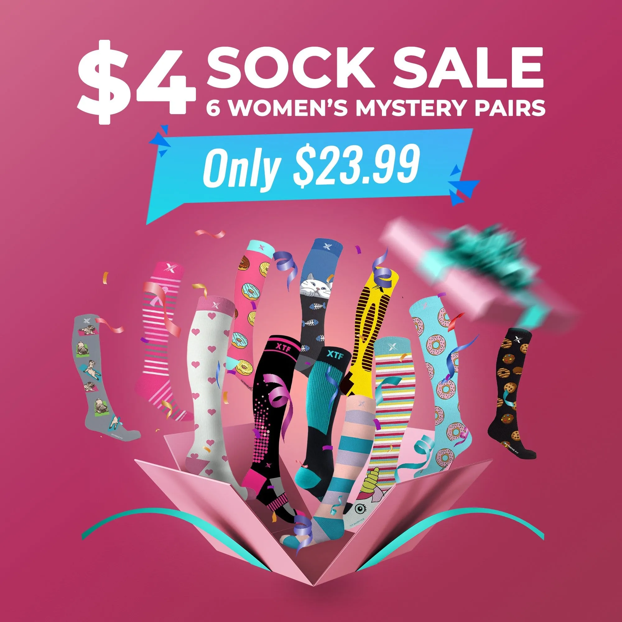 $4 Sock Sale Grab Bag - Women's (6-pairs)