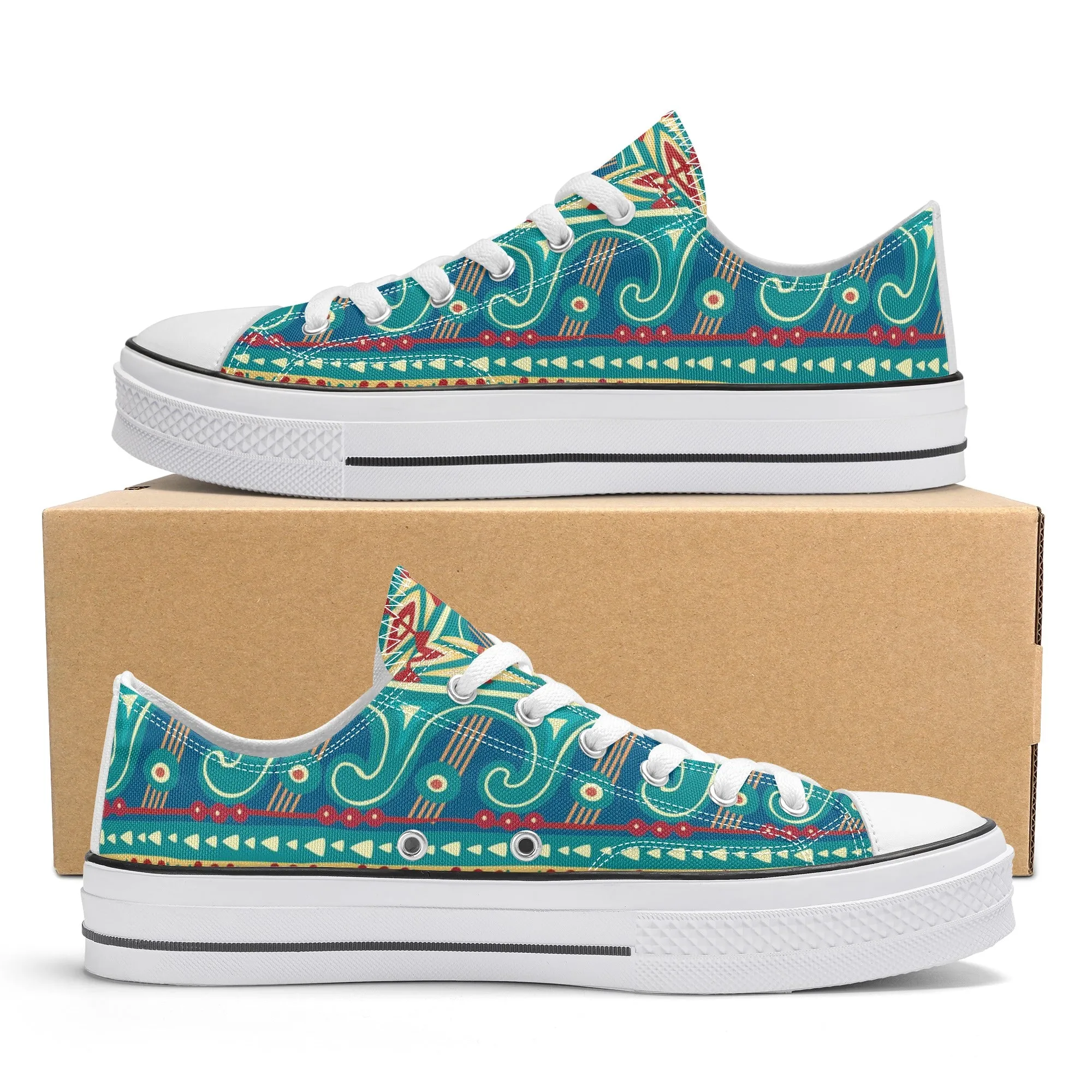 Abstract Design Pattern - Womens Classic Low Top Canvas Shoes for Footwear Lovers