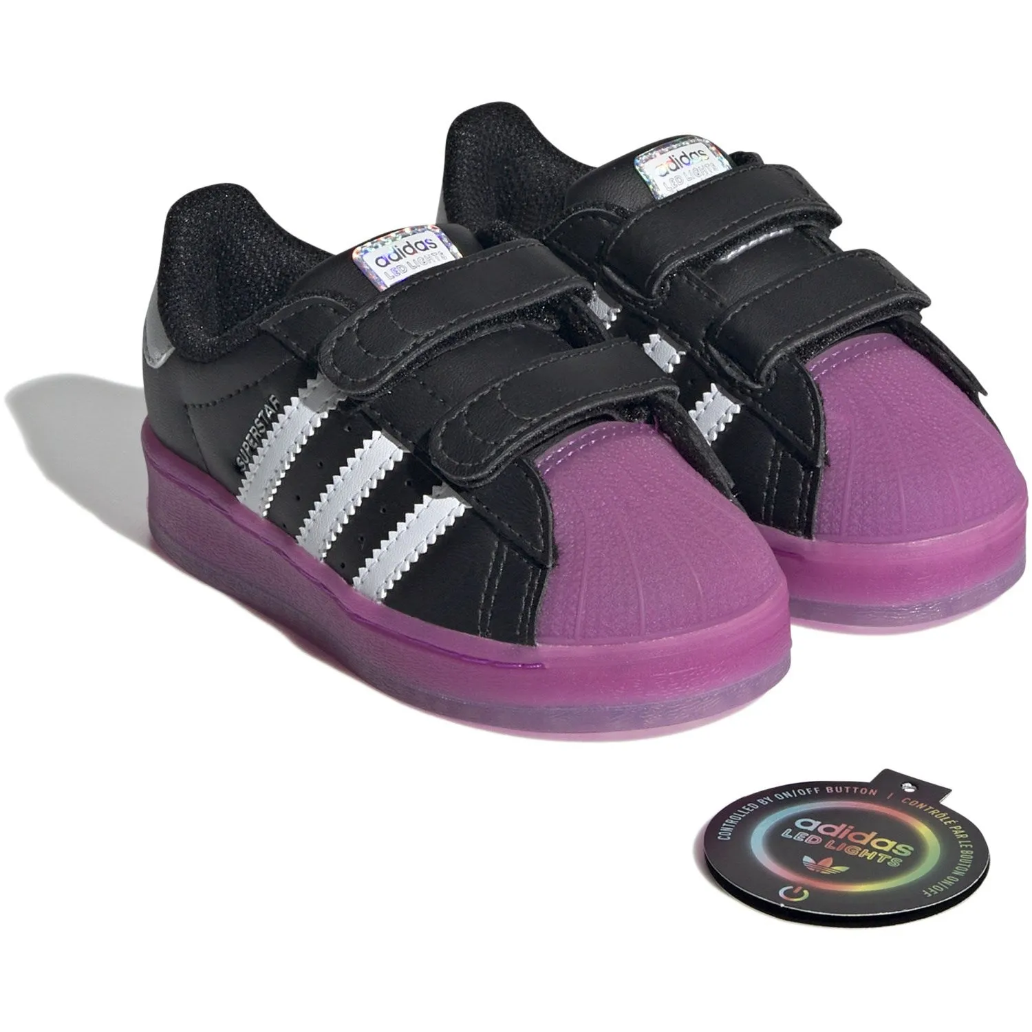 adidas Originals Core Black / Purple Burst / Cloud White Superstar Led Lights Cf I Sneakers