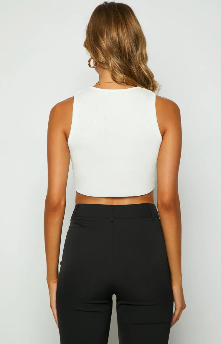 Aimee White Knit Crop Top