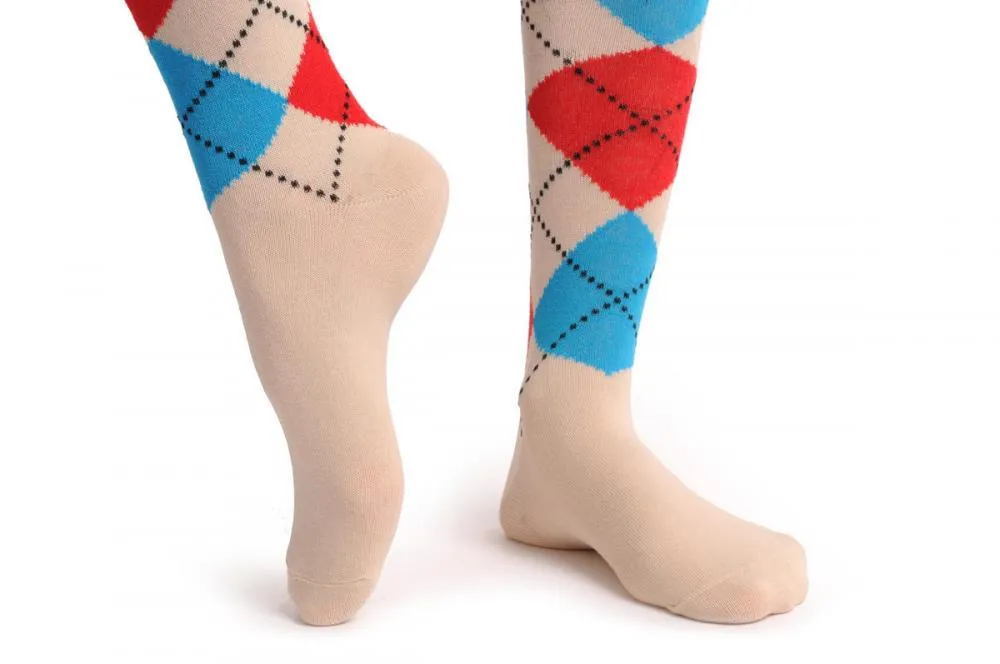 Argyle Beige Blue & Red