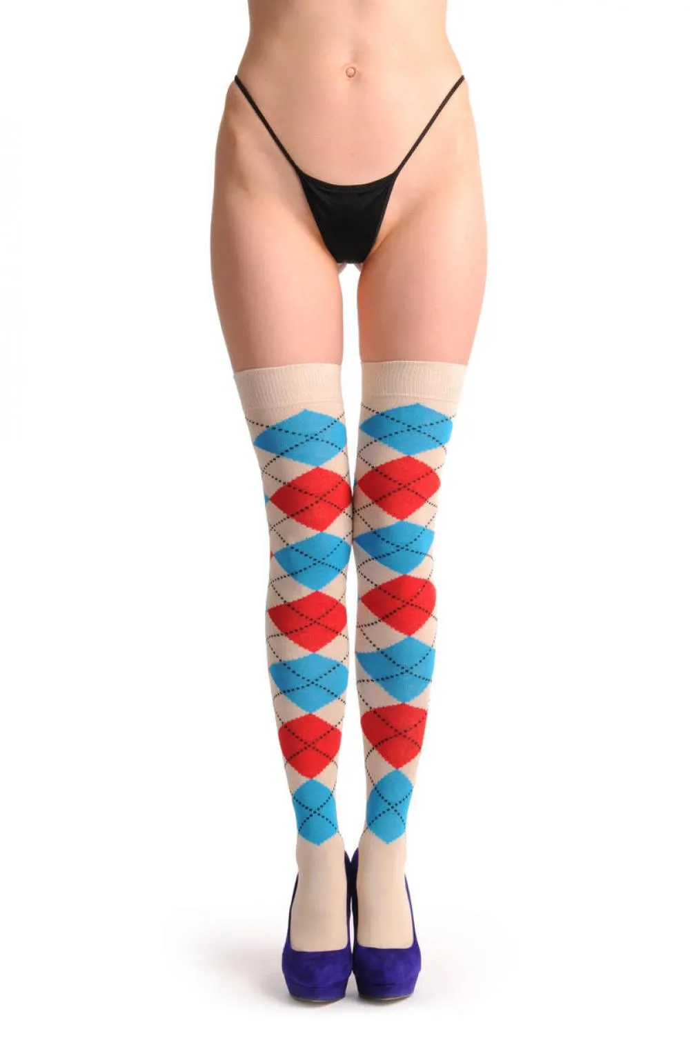 Argyle Beige Blue & Red