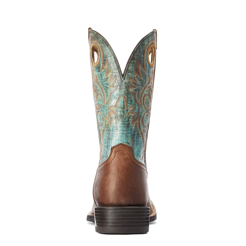 Ariat Men's 11" Sport Rodeo Square Toe Western Boot - Brown/Turquoise 10042403