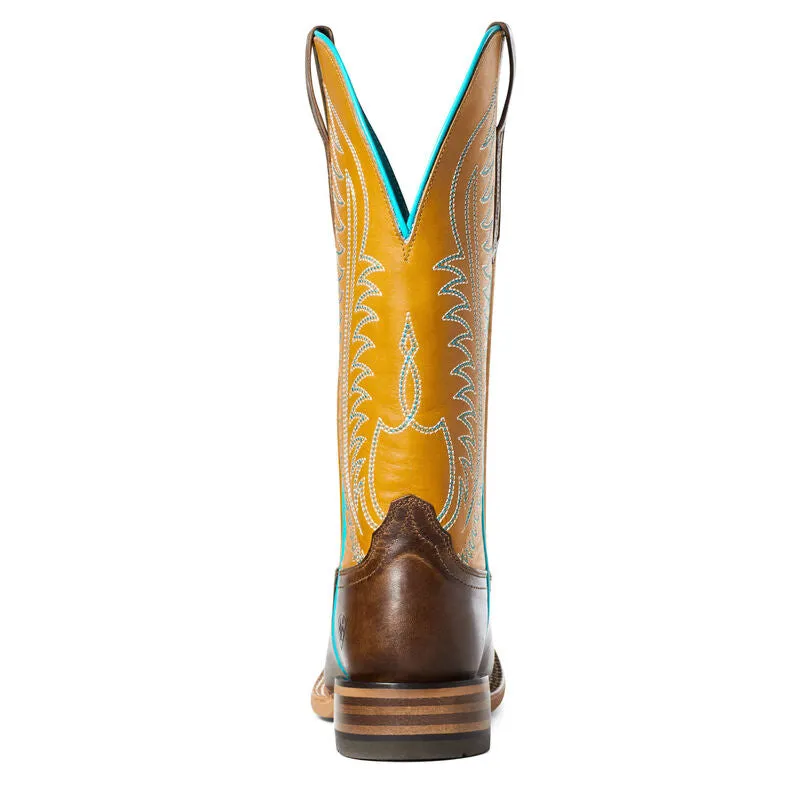 Ariat Women's Belmont Square Toe Western Boot - Tumbled Brown/Mustard 10035779