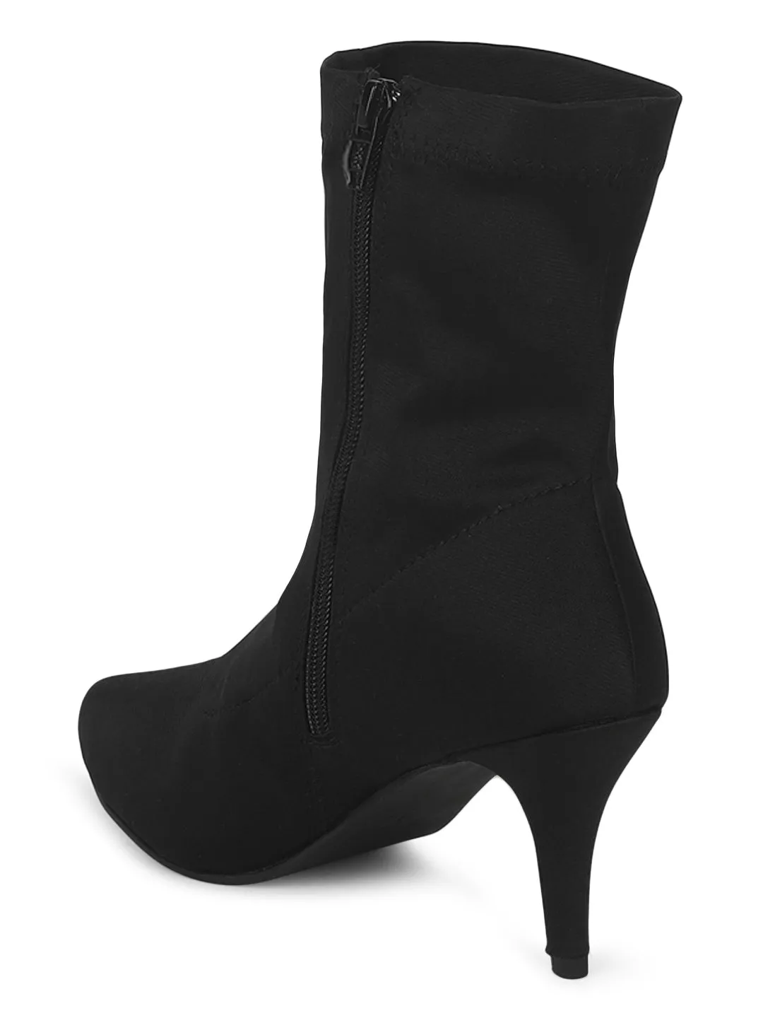 Black Lycra Stiletto Ankle Boots (TC-ST-1270-BLKLYC)