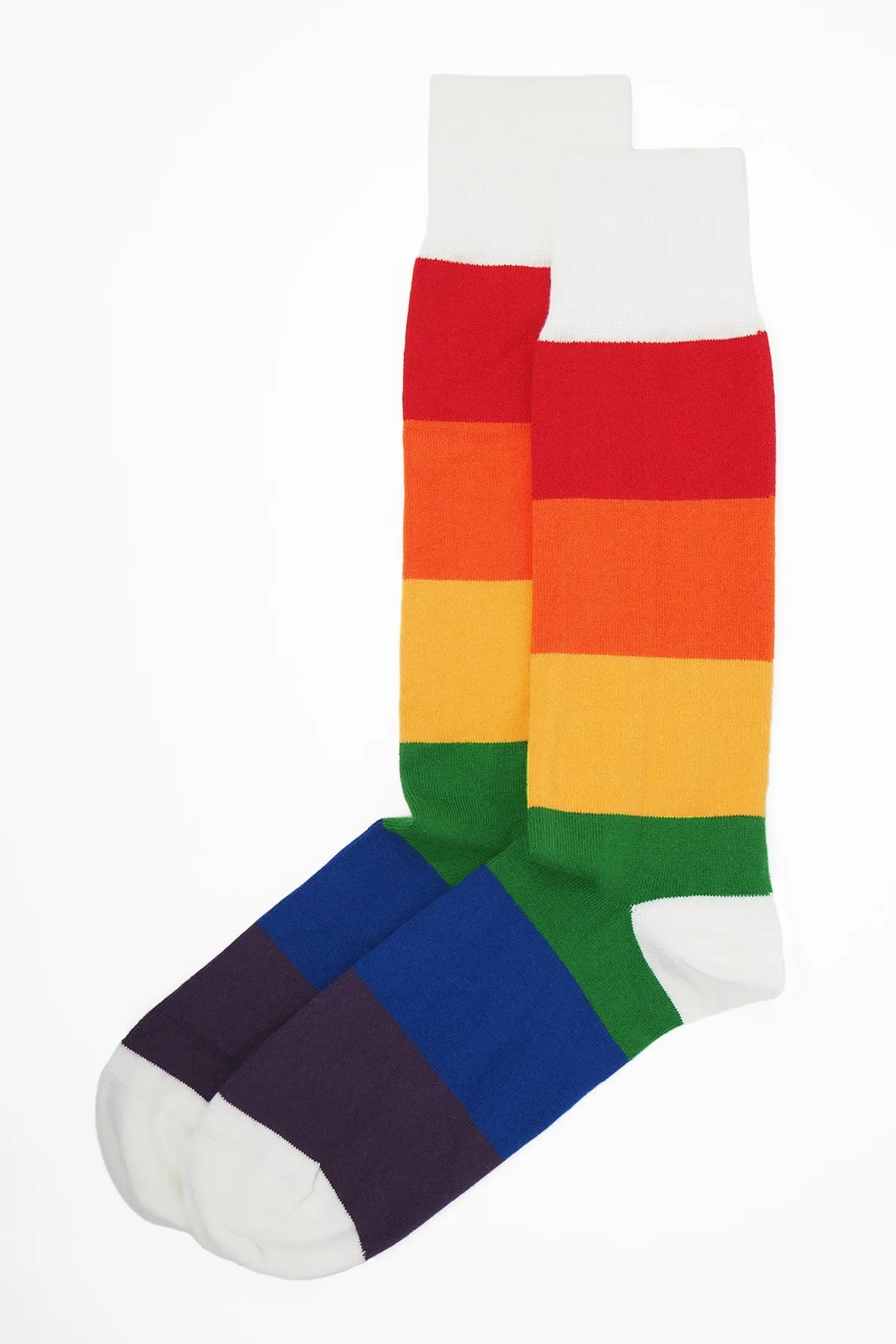 Block Stripe Men's Socks - Rainbow