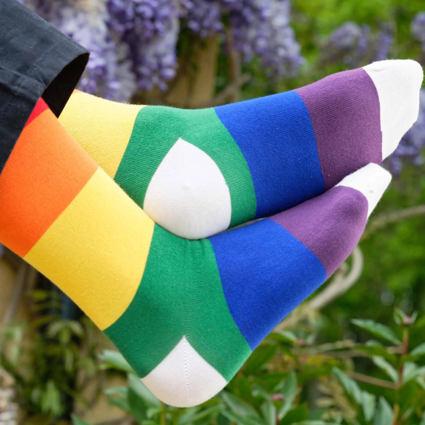 Block Stripe Men's Socks - Rainbow