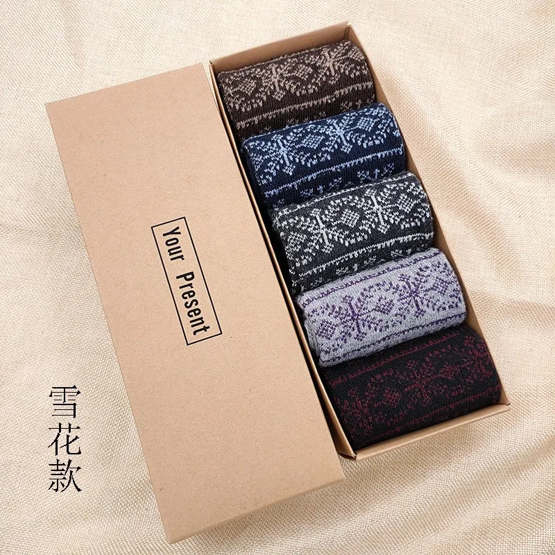 Box Gift Fashion High Quality 5 Pairs/lot Casual Cotton Male Boy Socks Business Keep Warm Men's Socks