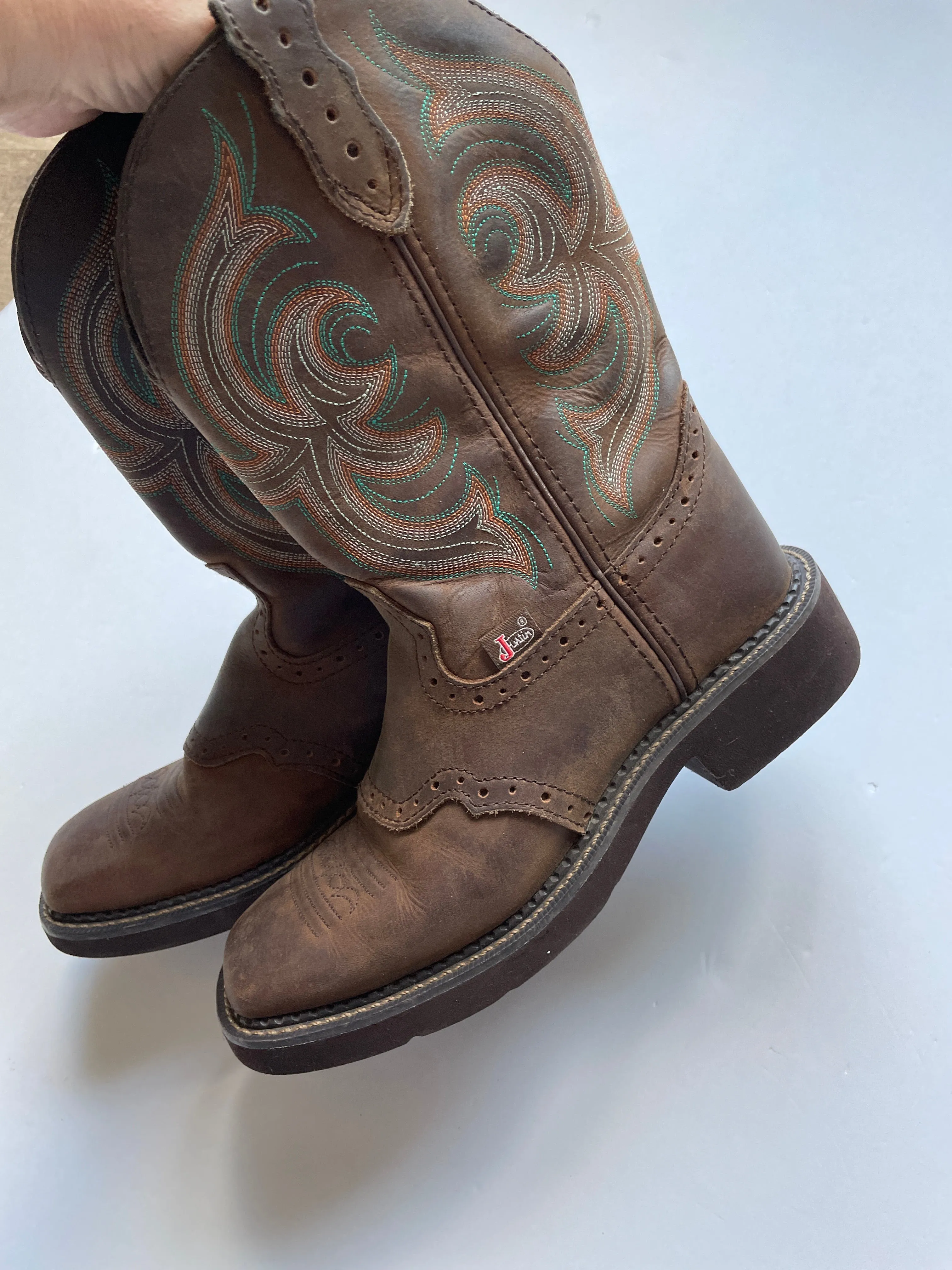 Brown Boots Western Justin, Size 7