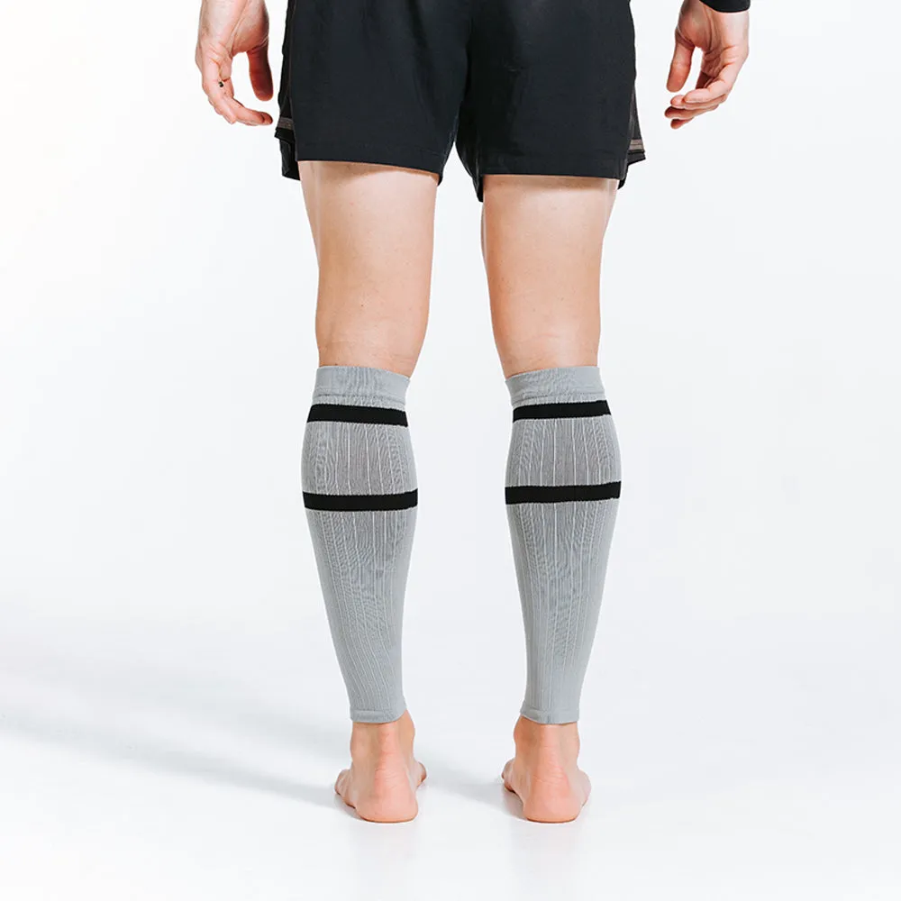 Calf Sleeves, Grey with Black Stripes