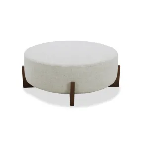 Carmen Fabric Ottoman w/ Dark Wood Base