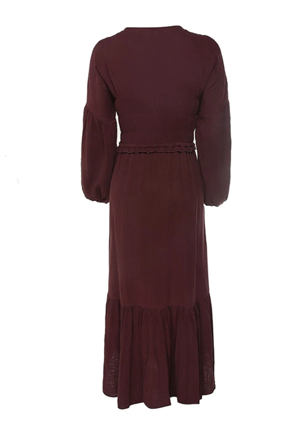 Chelsea Raisin Cotton Blouson LS Midi Dress