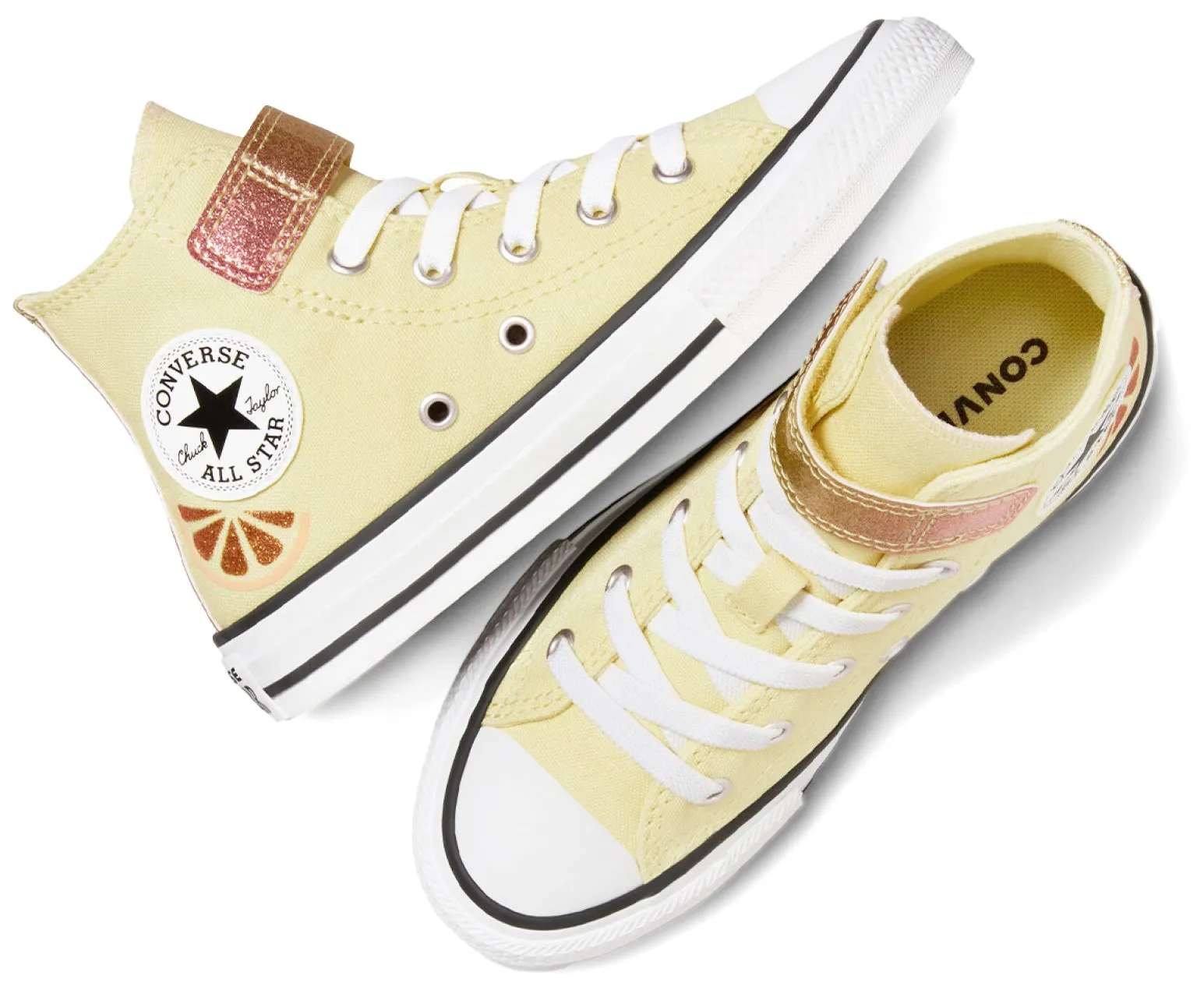 Converse Kids Chuck Taylor All Star 1V Hi Top Easy-On Citrus Like Butter/Donut Glaze/White