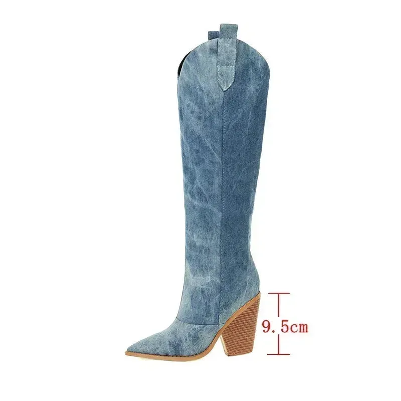 Denim Western Boots