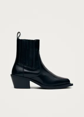 Denver Black Leather Ankle Boots