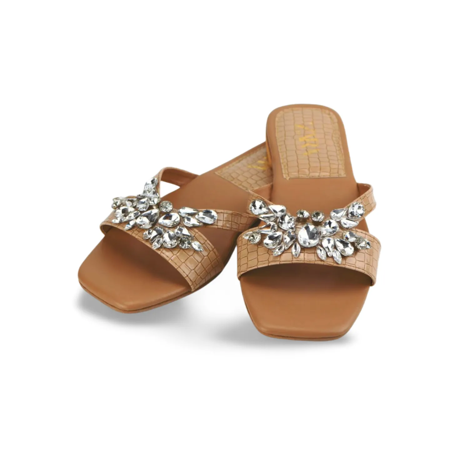 Diamond Strappy Flat Sandals for Ladies -1007