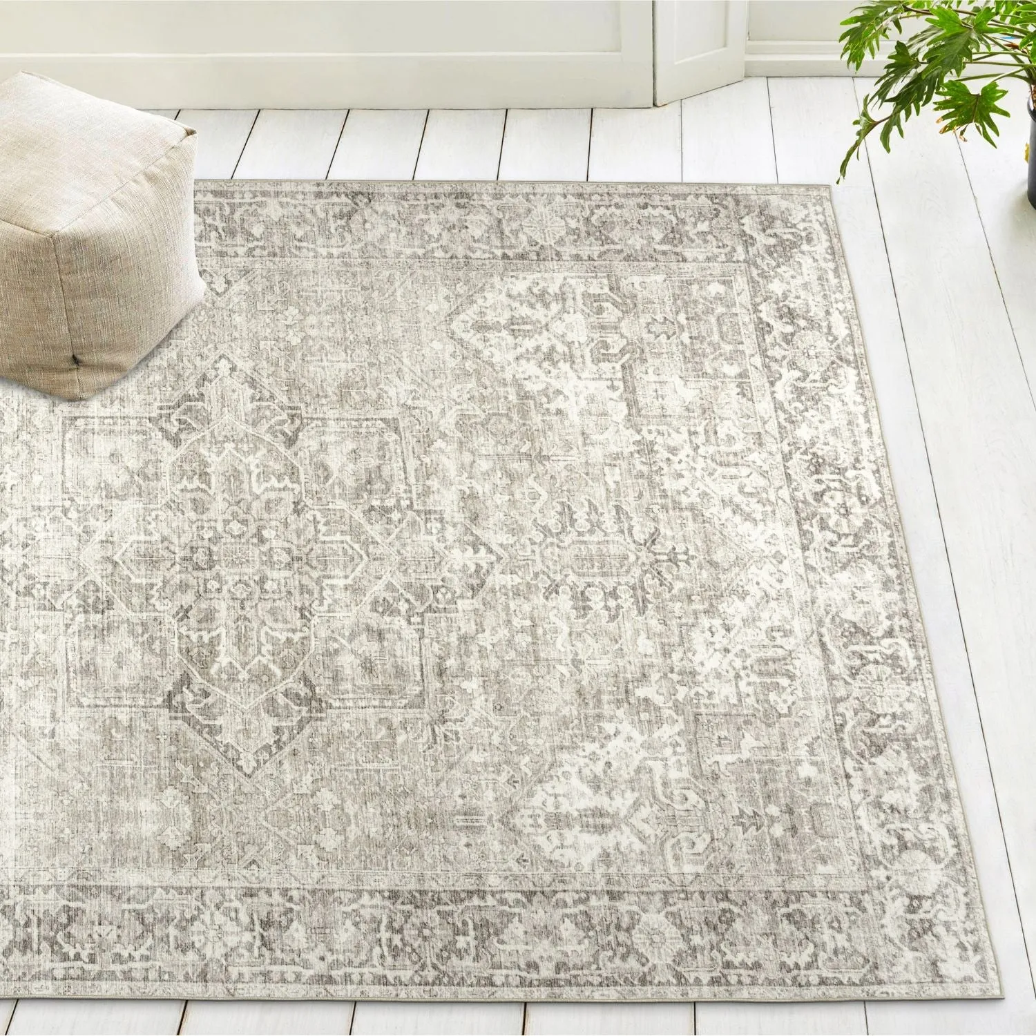 Ember Washable Beige/Ivory Indoor Rug