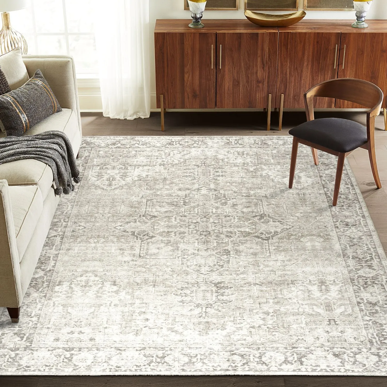 Ember Washable Beige/Ivory Indoor Rug