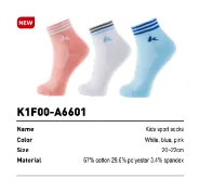 Kawasaki badminton KIDS socks cotton K1F00-A6601-2 blue, white and Pink