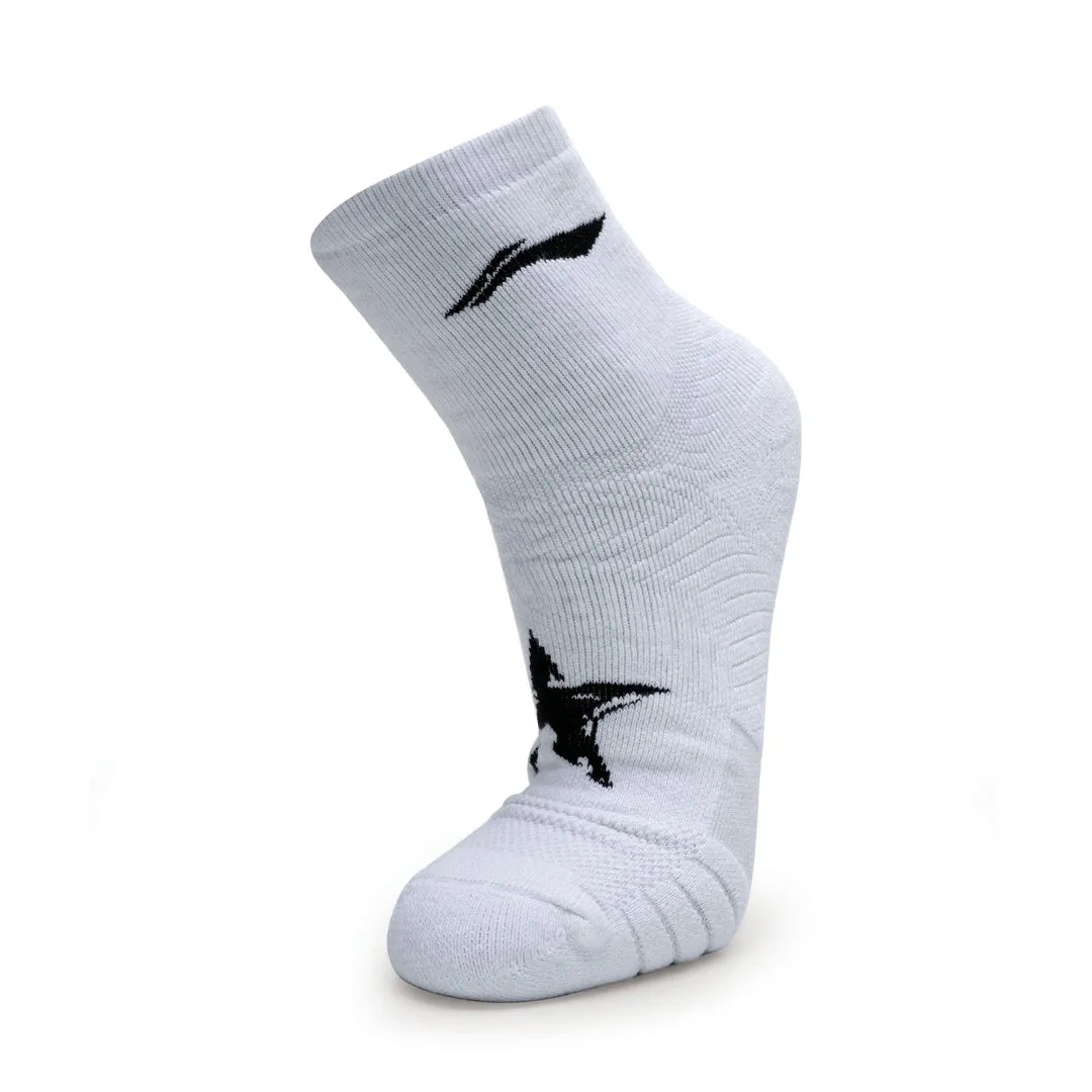 Li-Ning 5 Star Cotton Sports Socks, White/Black