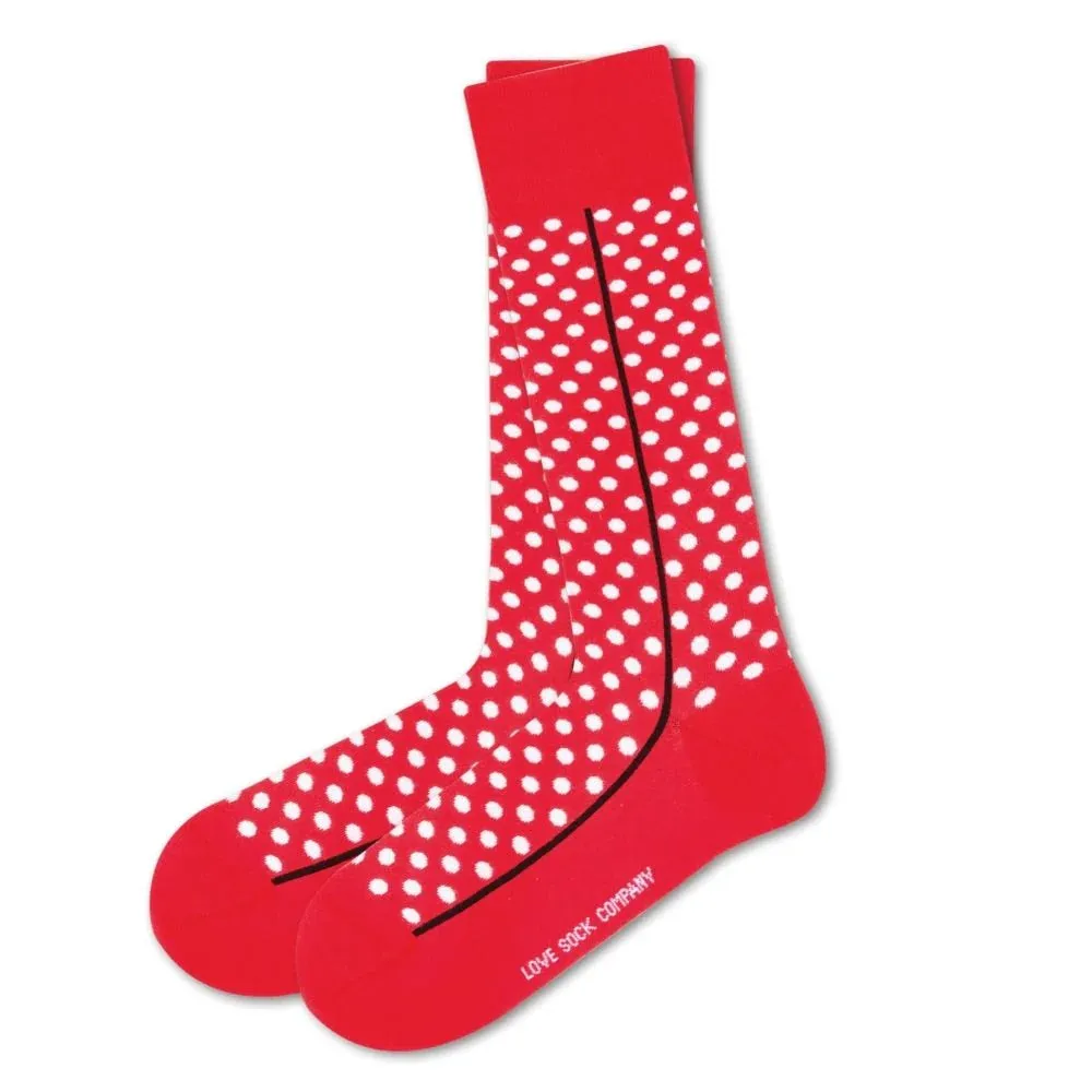 Love Sock Company Men's Funky Cool Polka Dots Dress Socks Red Line Red (M)