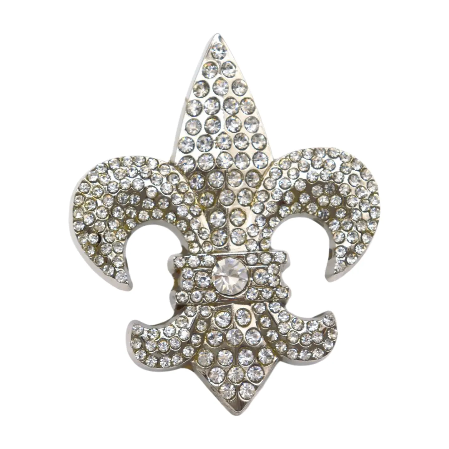 Men Women Silver Metal Belt Buckle Western Fashion Bling Thick Fleur De Lis Lily