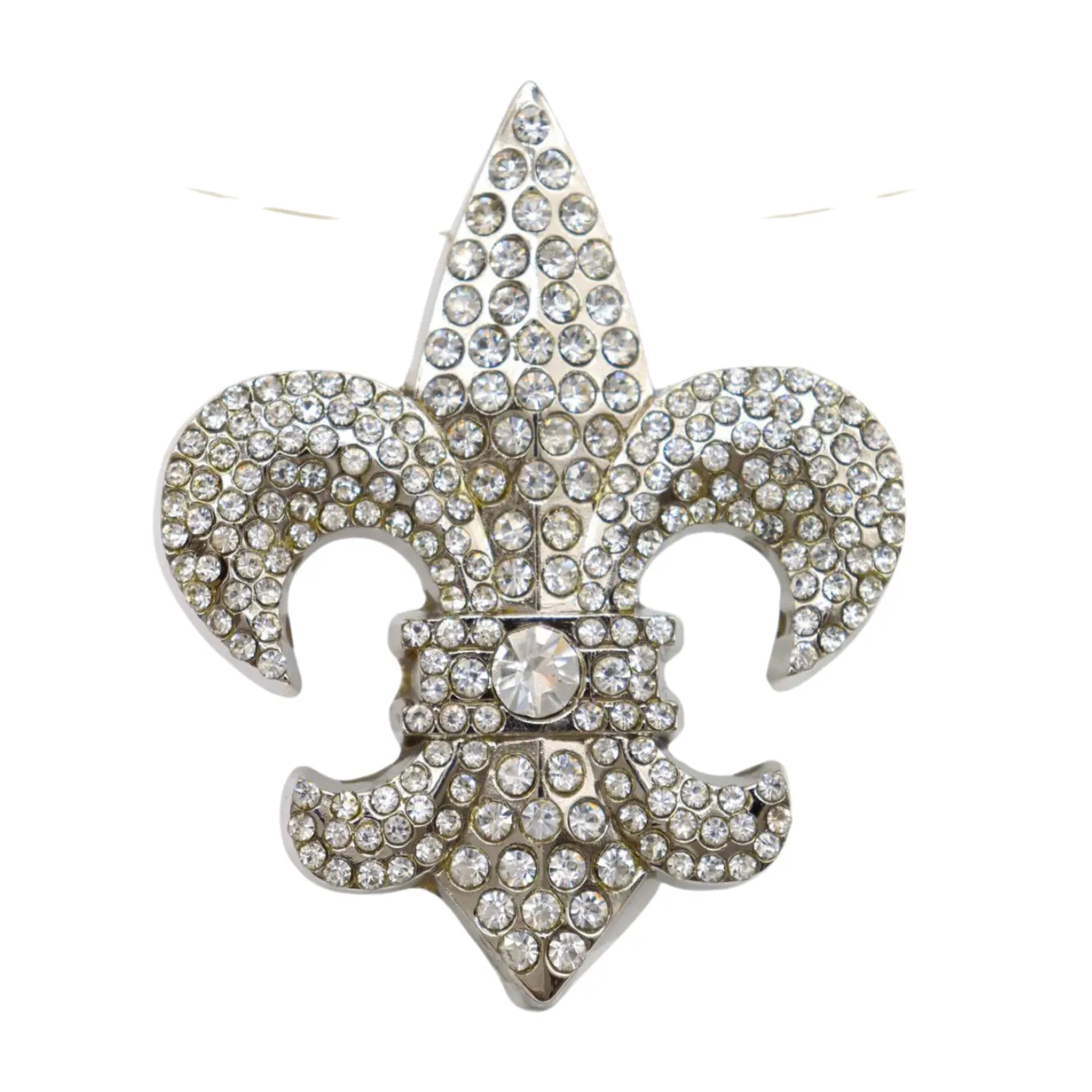 Men Women Silver Metal Belt Buckle Western Fashion Bling Thick Fleur De Lis Lily