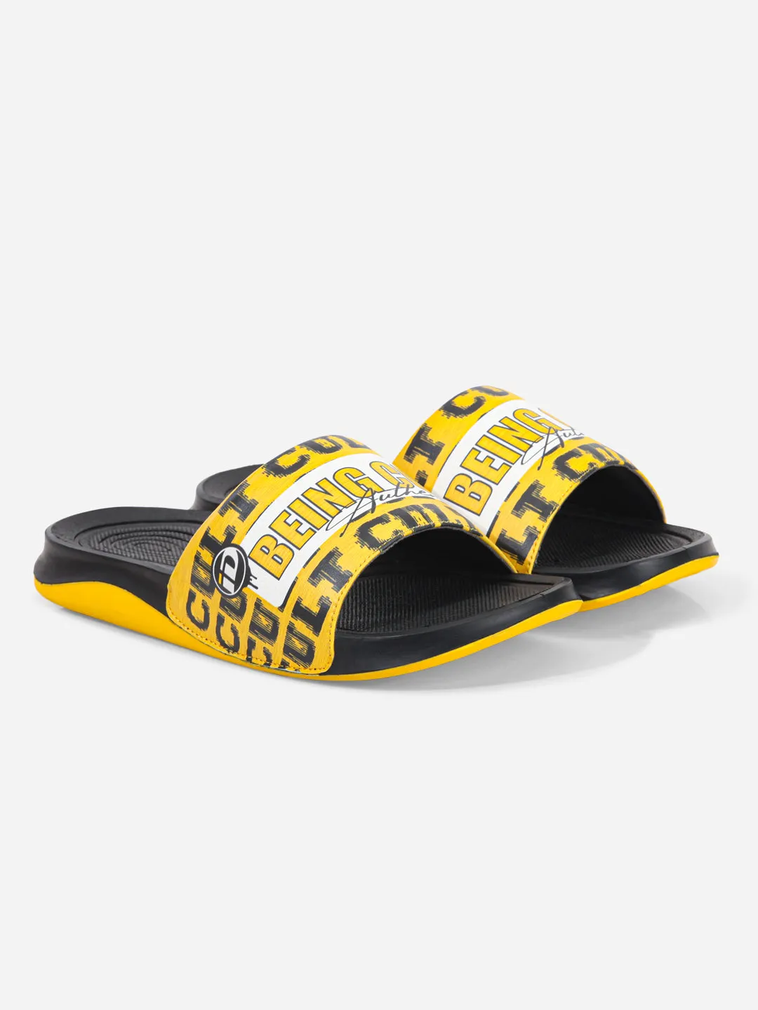 Men's Active Graphic Yellow Slider (ID5205)