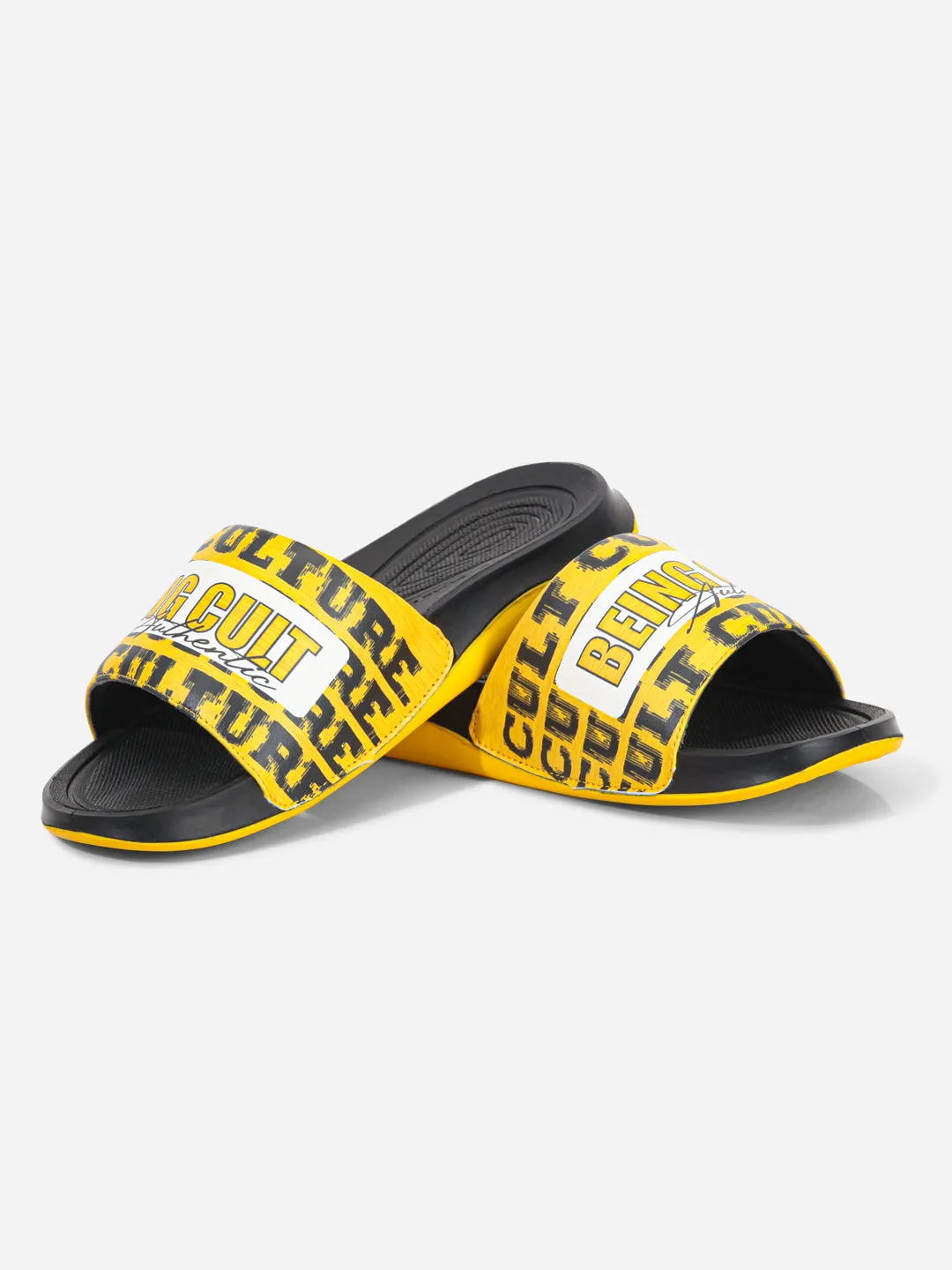 Men's Active Graphic Yellow Slider (ID5205)