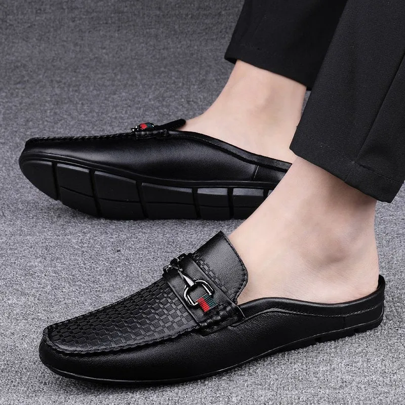 Men's Half-slippers Lazy Slip-on Leather Casual Shoes For Men