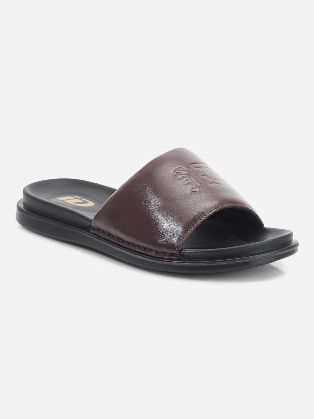 Men's Wine Leather Casual Slides (ID4210)