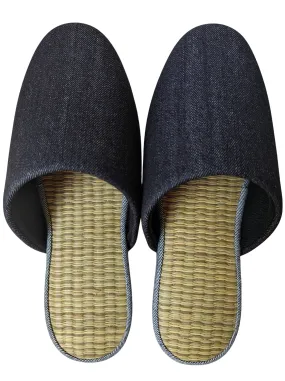 [SALE] TATAMI [MIX color] Denim Slippers Mix color [Black Wool Felt Sole] / Simple [Denim Hiroshima]