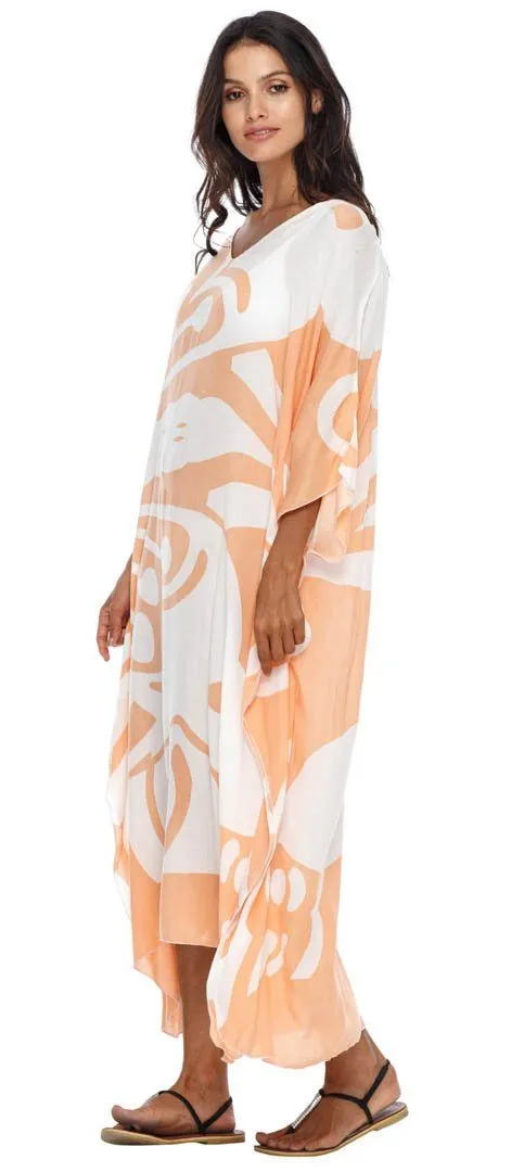 SHU-SHI Women's Long Beach Butterfly Caftan Tunic Dress - Swimsuit Cover-Up Loose Poncho