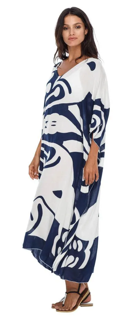 SHU-SHI Women's Long Beach Butterfly Caftan Tunic Dress - Swimsuit Cover-Up Loose Poncho