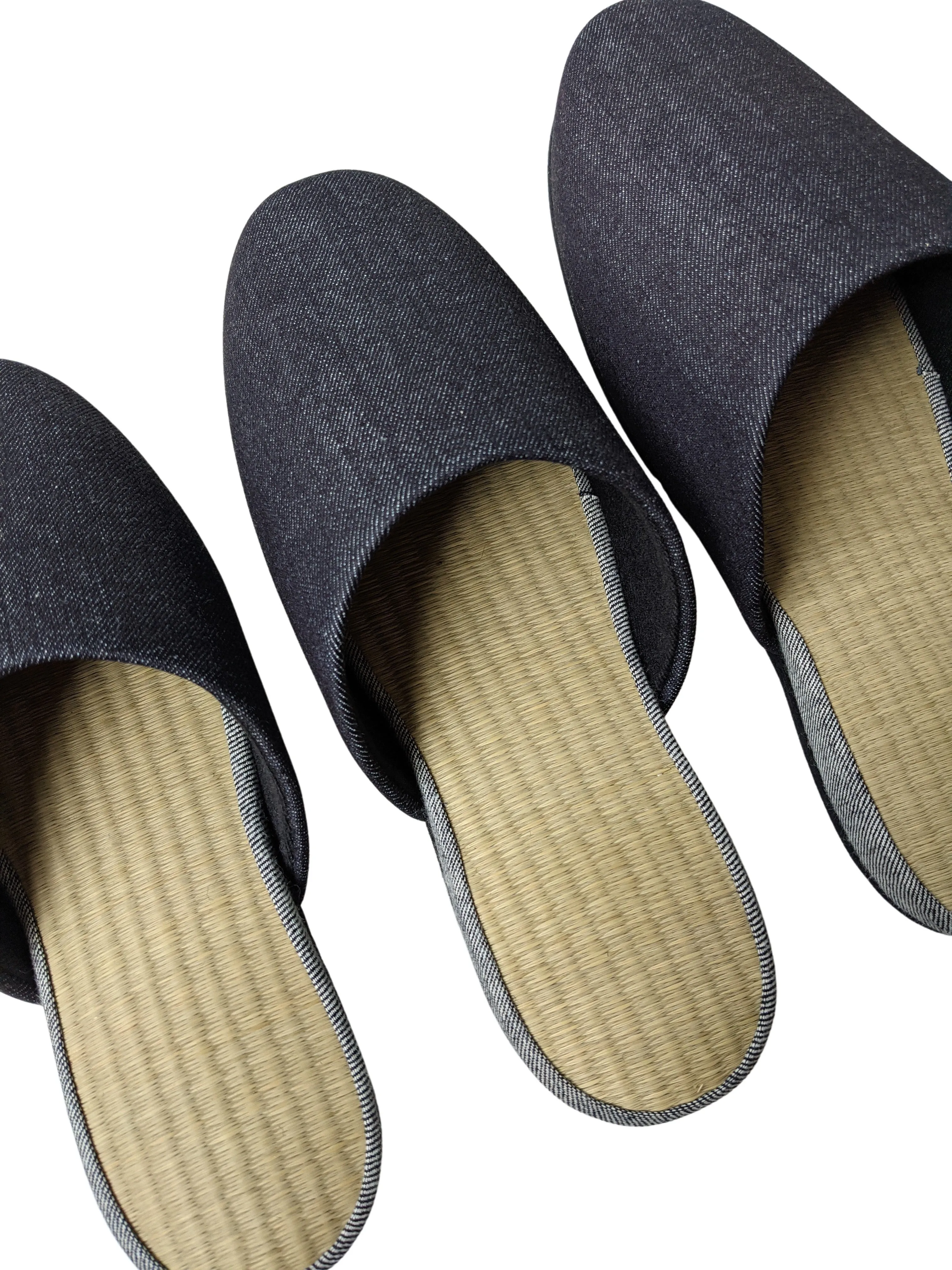 TATAMI Denim Slippers A-Type [Black Wool Felt Sole] / Simple [Denim Hiroshima]