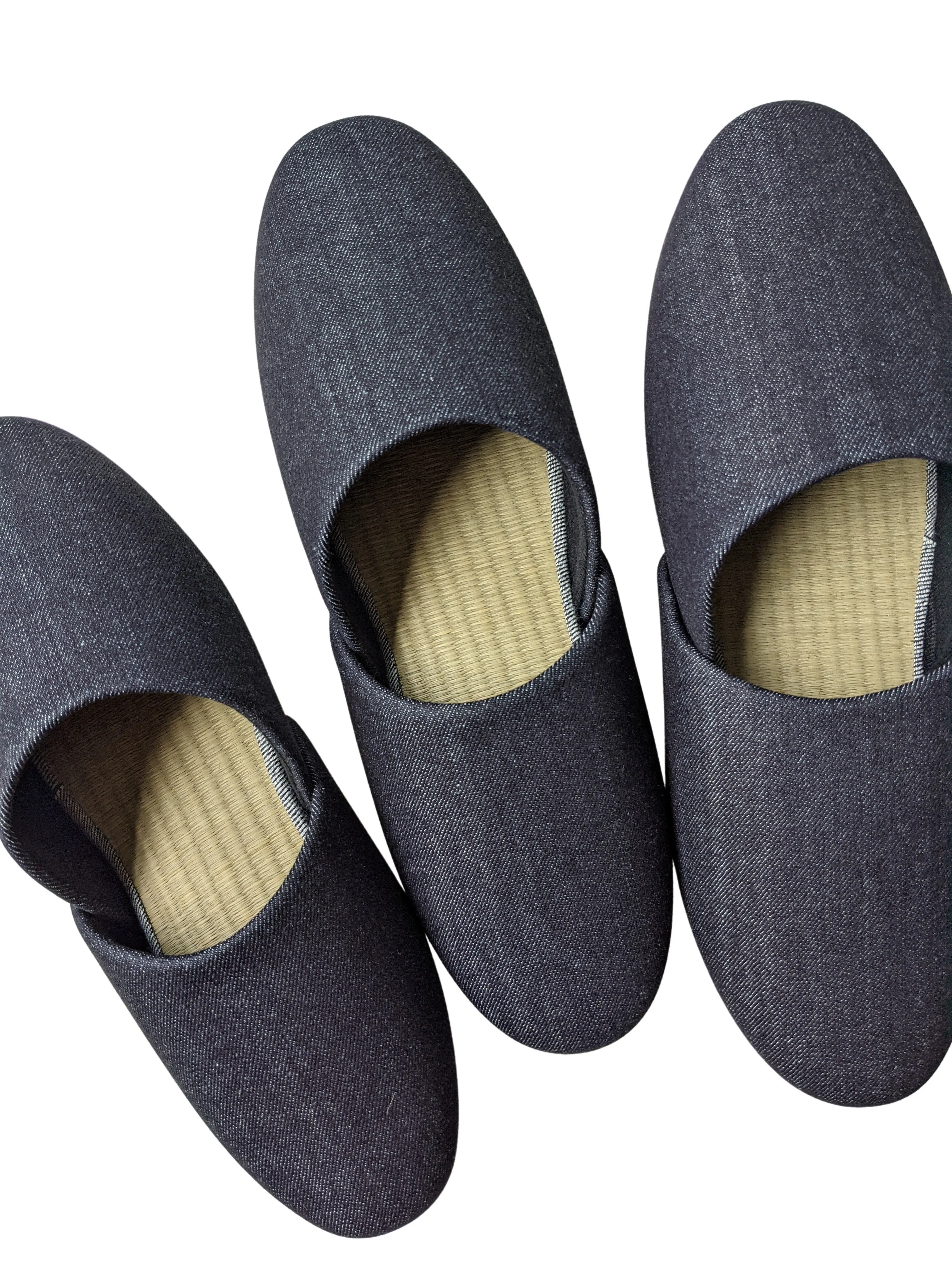 TATAMI Denim Slippers A-Type [Black Wool Felt Sole] / Simple [Denim Hiroshima]