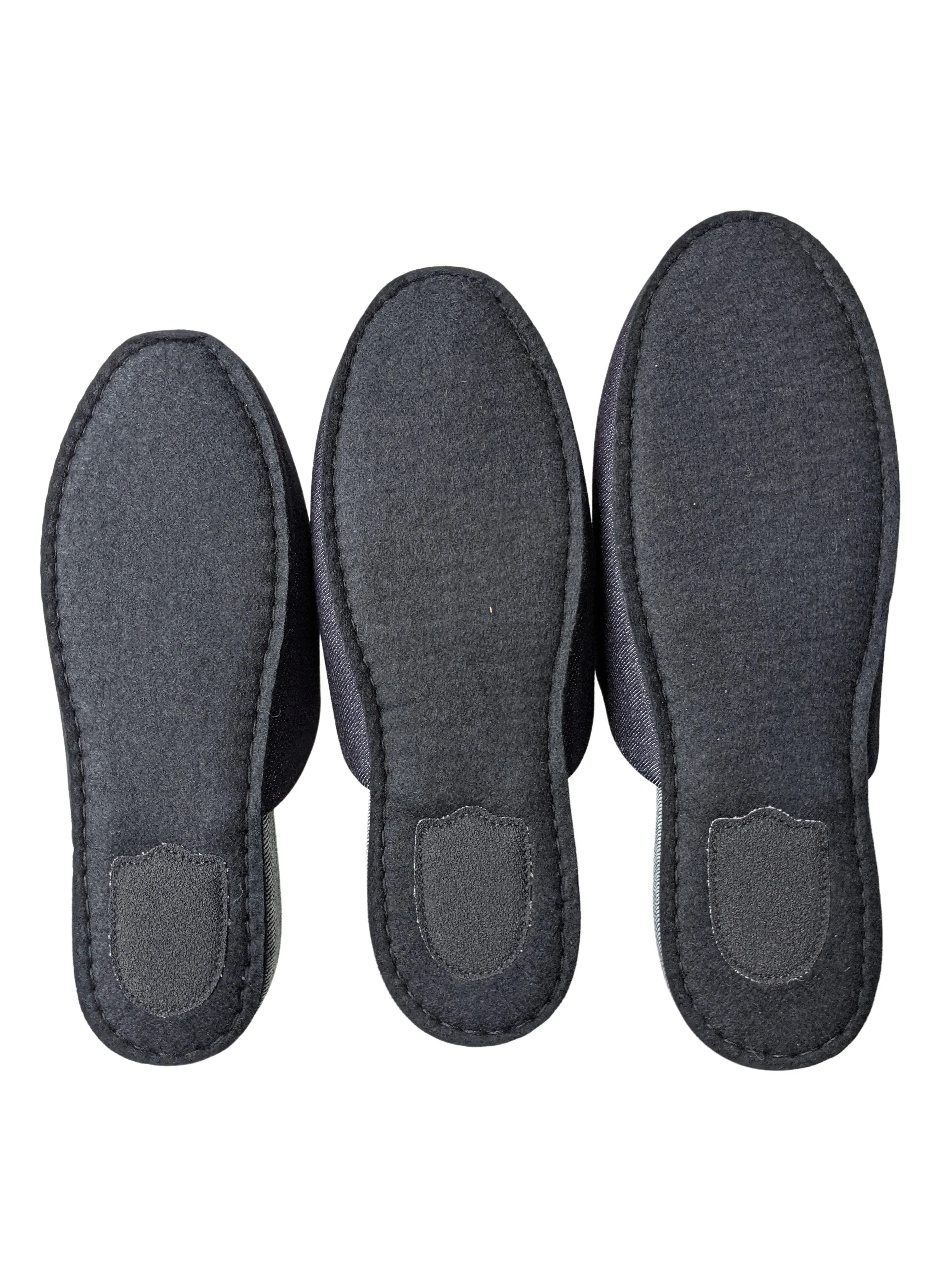 TATAMI Denim Slippers A-Type [Black Wool Felt Sole] / Simple [Denim Hiroshima]