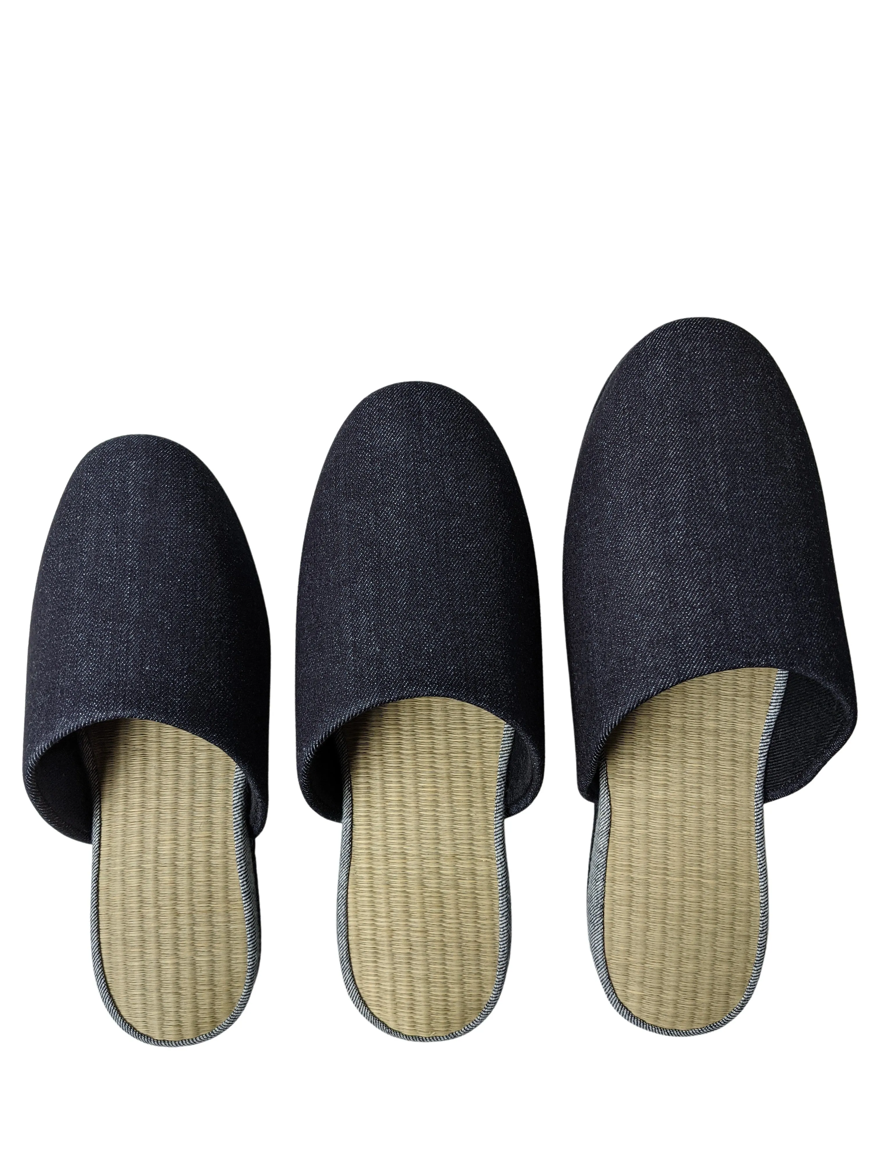 TATAMI Denim Slippers A-Type [Black Wool Felt Sole] / Simple [Denim Hiroshima]