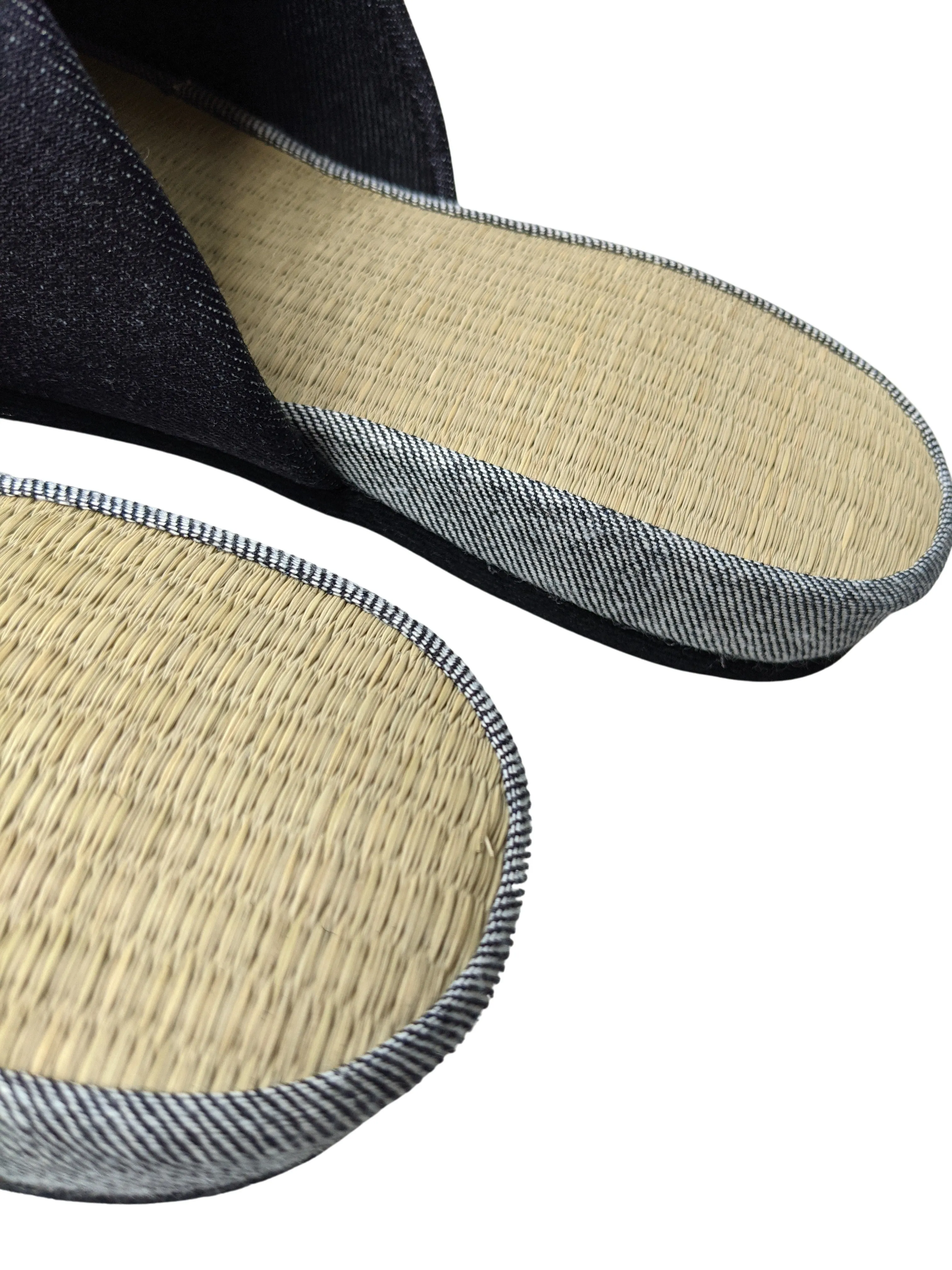 TATAMI Denim Slippers A-Type [Black Wool Felt Sole] / Simple [Denim Hiroshima]