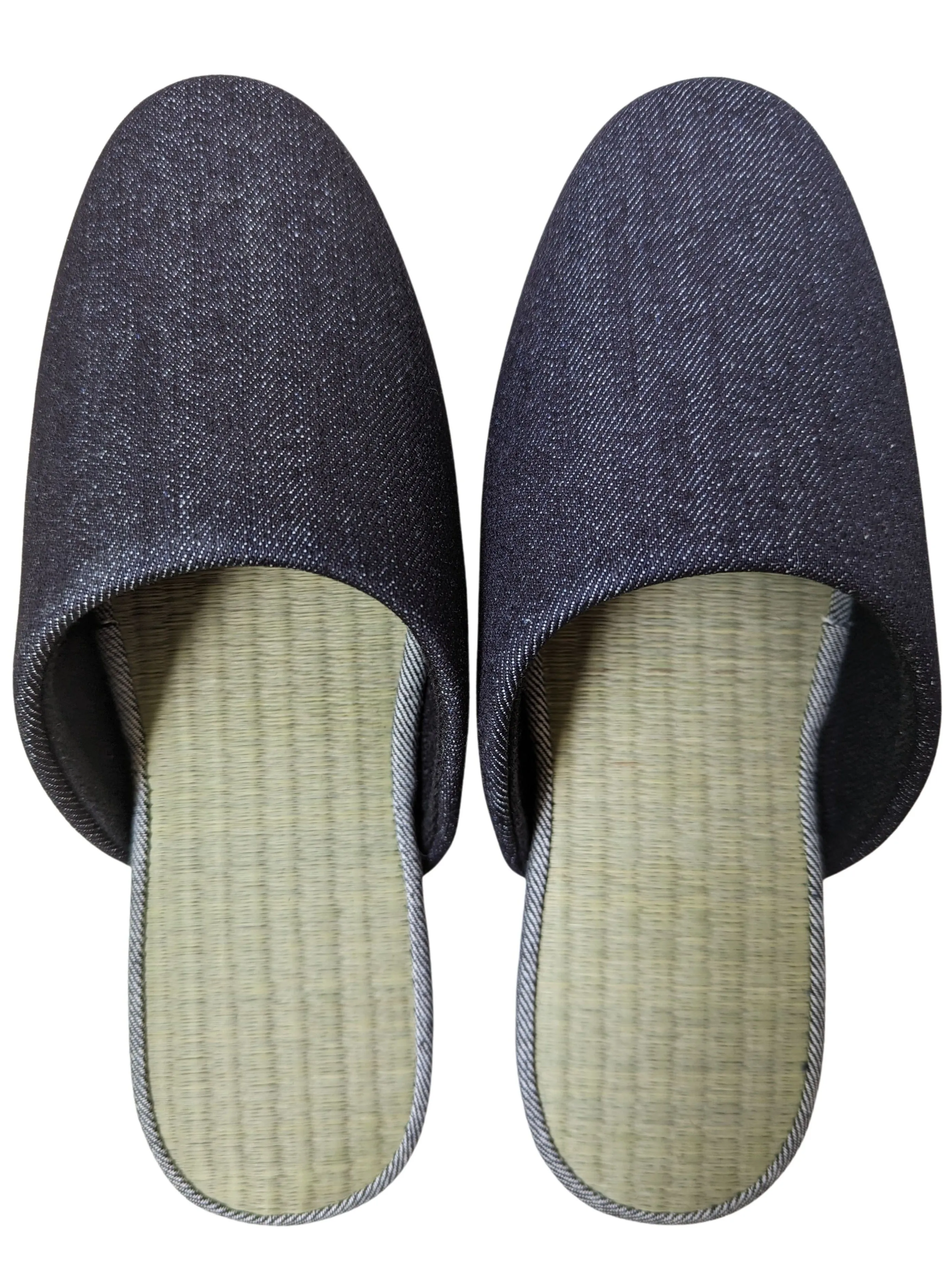 TATAMI Denim Slippers A-Type [Black Wool Felt Sole] / Simple [Denim Hiroshima]