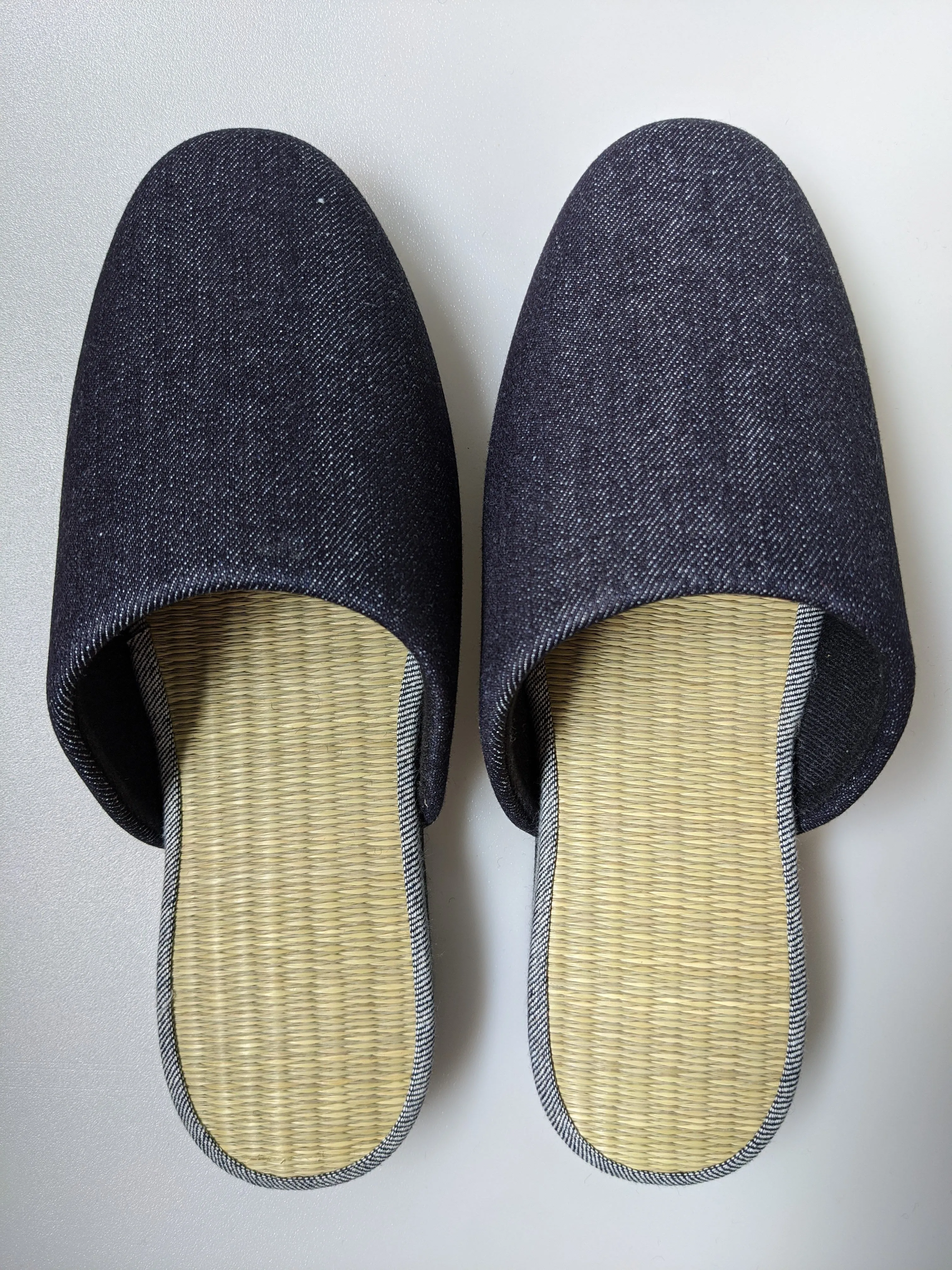 TATAMI Denim Slippers A-Type [Black Wool Felt Sole] / Simple [Denim Hiroshima]