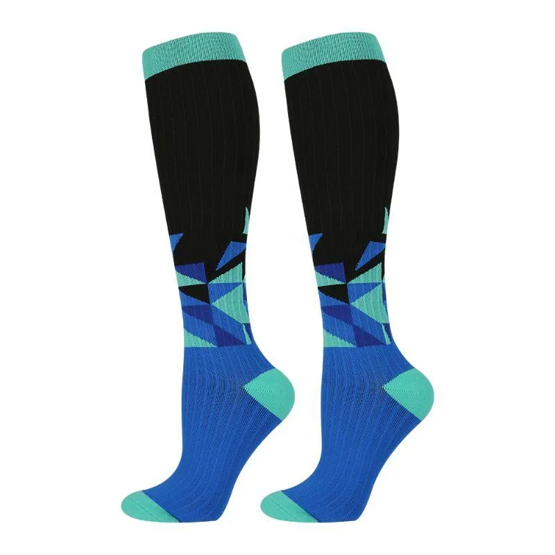 Unisex Graduated Colorful Patterned Compression Knee High Socks for Men and Women