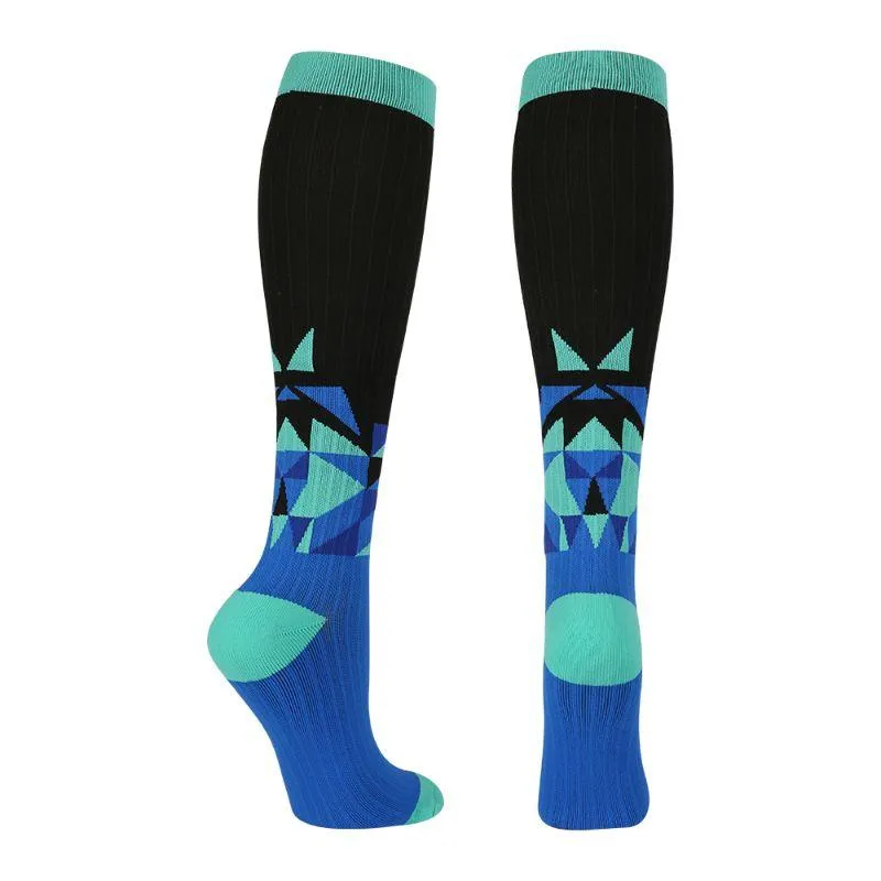 Unisex Graduated Colorful Patterned Compression Knee High Socks for Men and Women