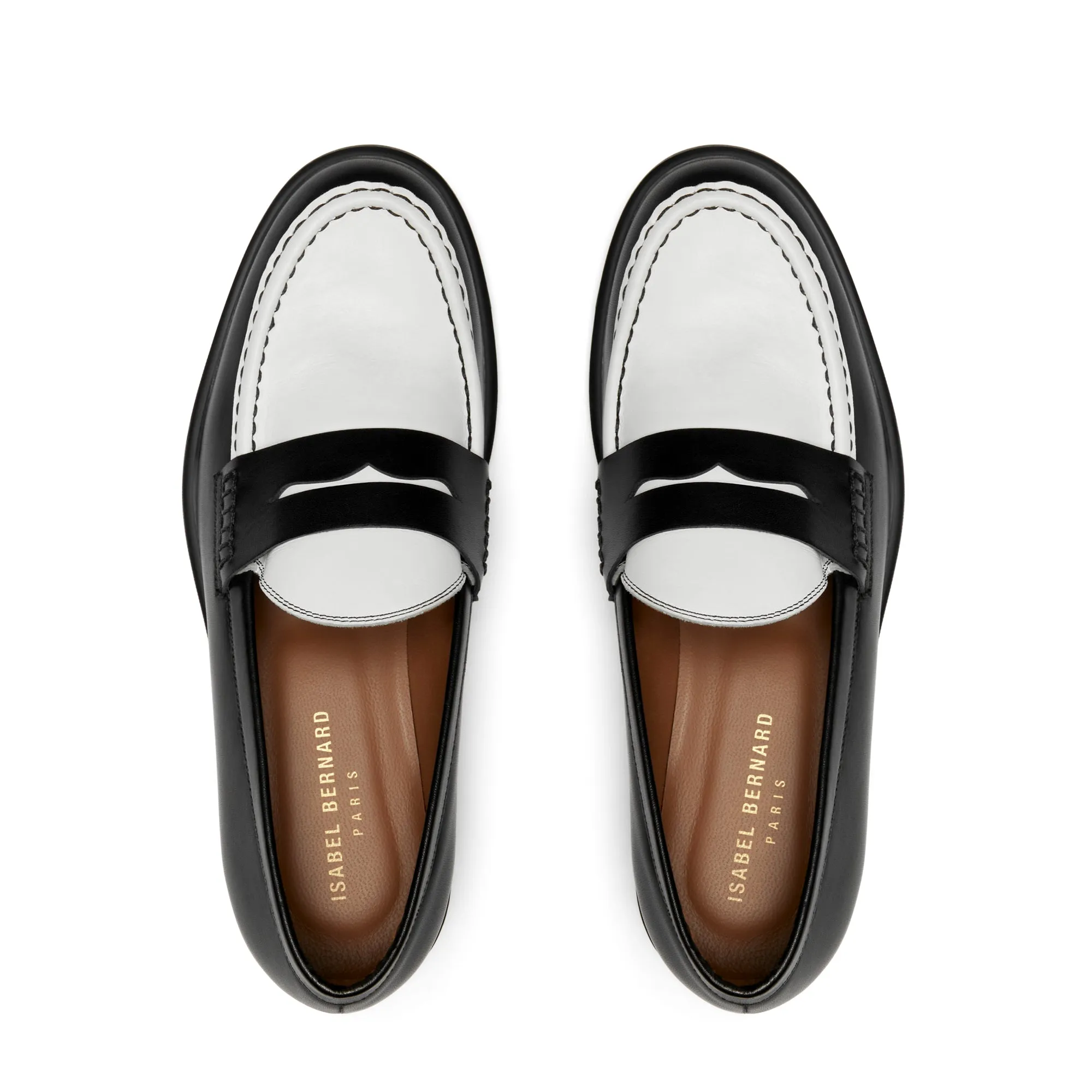 Vendôme Blandine black and white calfskin leather loafers