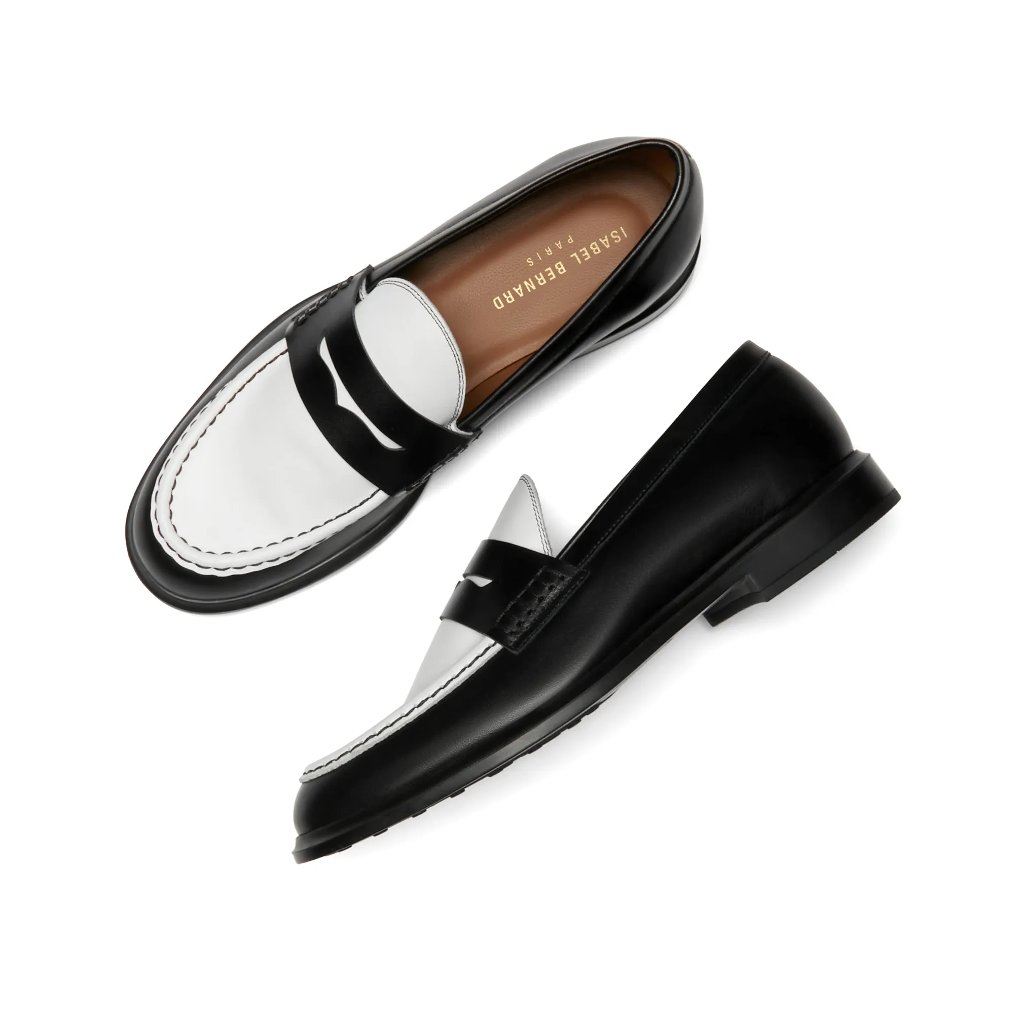 Vendôme Blandine black and white calfskin leather loafers